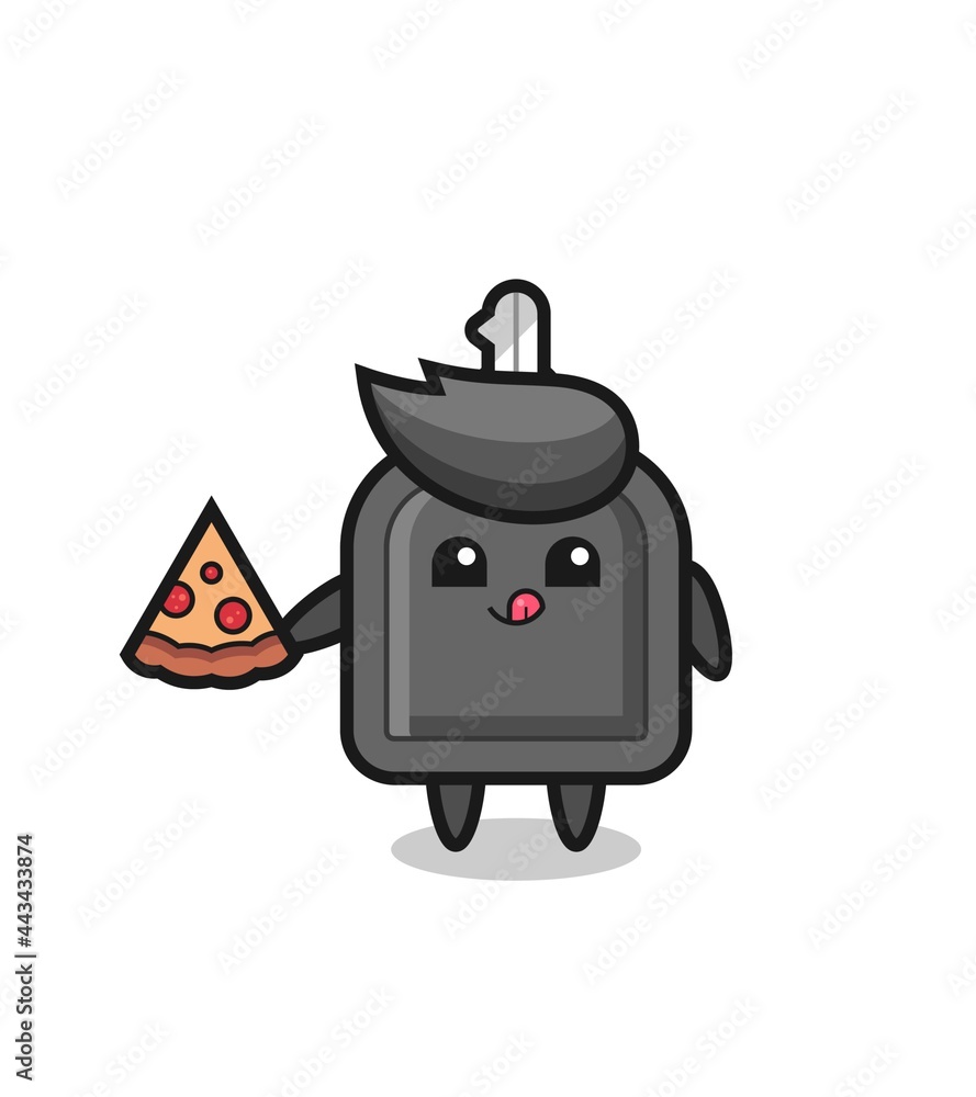 Fototapeta premium cute car key cartoon eating pizza