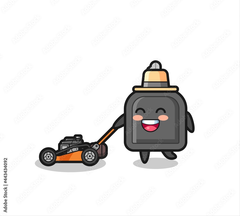 illustration of the car key character using lawn mower illustration of the car key character using lawn mower