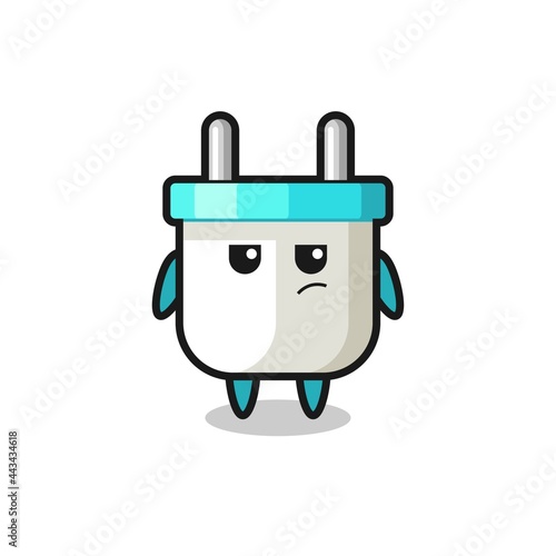 cute electric plug character with suspicious expression