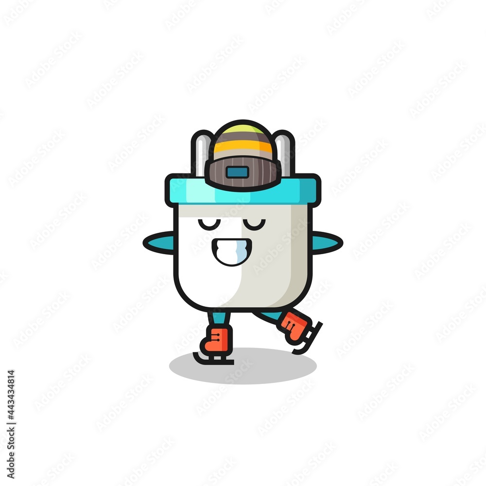 electric plug cartoon as an ice skating player doing perform electric plug cartoon as an ice skating player doing perform