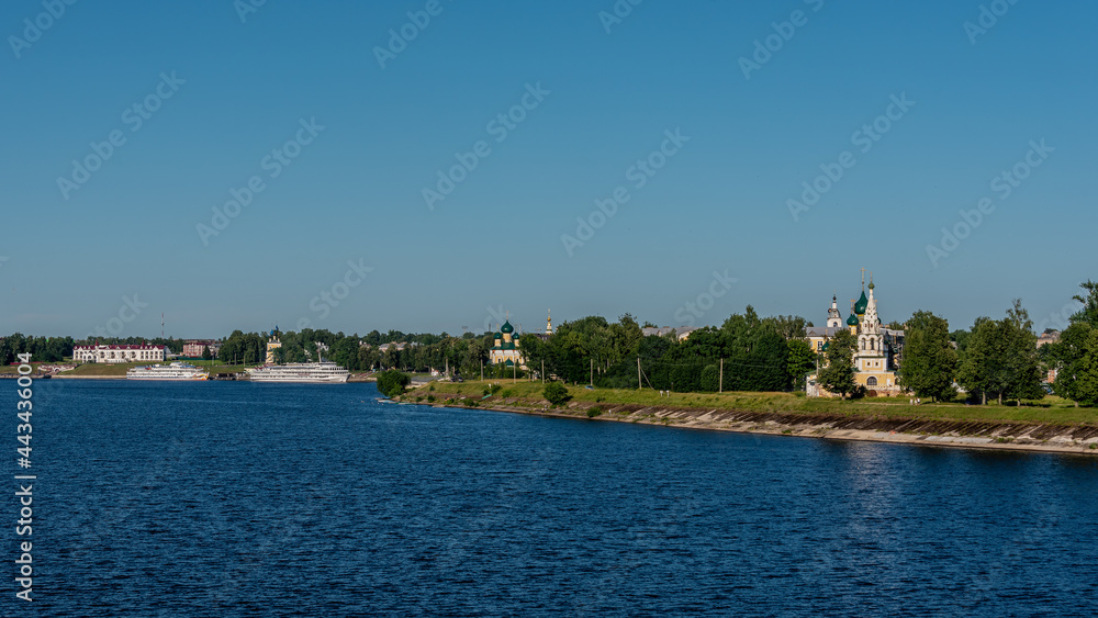 View of the ancient Russian town of Uglich from the Volga River