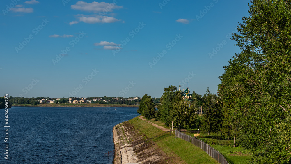 View of the ancient Russian town of Uglich from the Volga River View of the ancient Russian town of Uglich from the Volga River