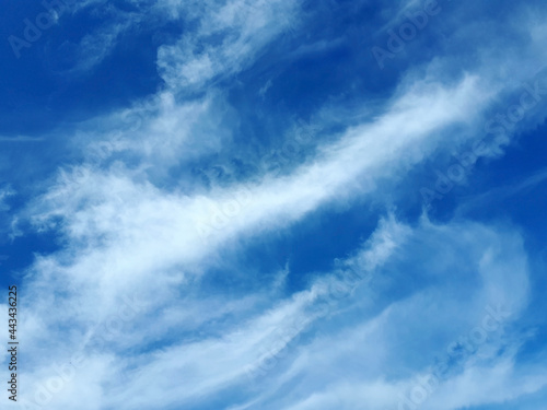 Blue sky with fluffy white clouds, can be used as background