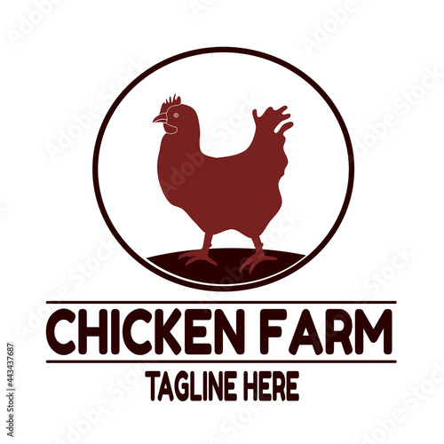 chicken farm logo vector, illustration of laying hens in a circle