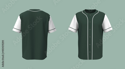 Baseball t-Shirt mockup in front and back views, 3d illustration, 3d rendering