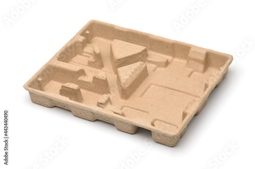 Molded pulp protective packaging tray