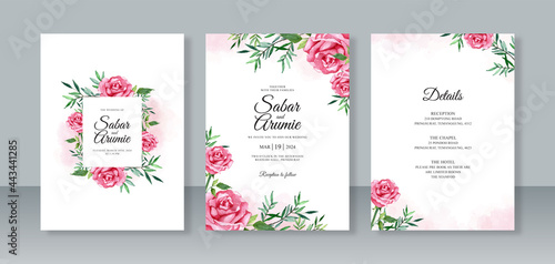 Watercolor painting for wedding card invitation set templates