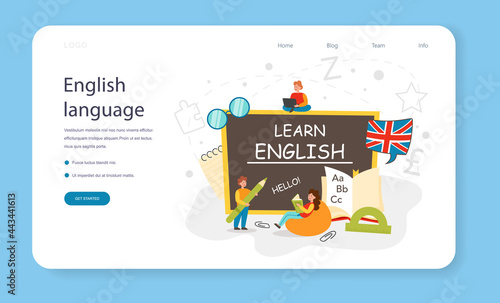 English class web banner or landing page. Study foreign languages in school