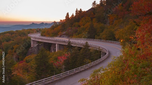 Grandfather Mountain, North Carolina, USA from Linn Cove Viaduct at dusk.. photo