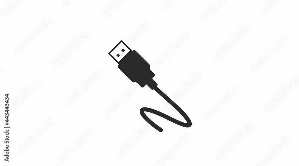 USB Cable. Vector isolated editable illustration of a usb cable USB Cable. Vector isolated editable illustration of a usb cable