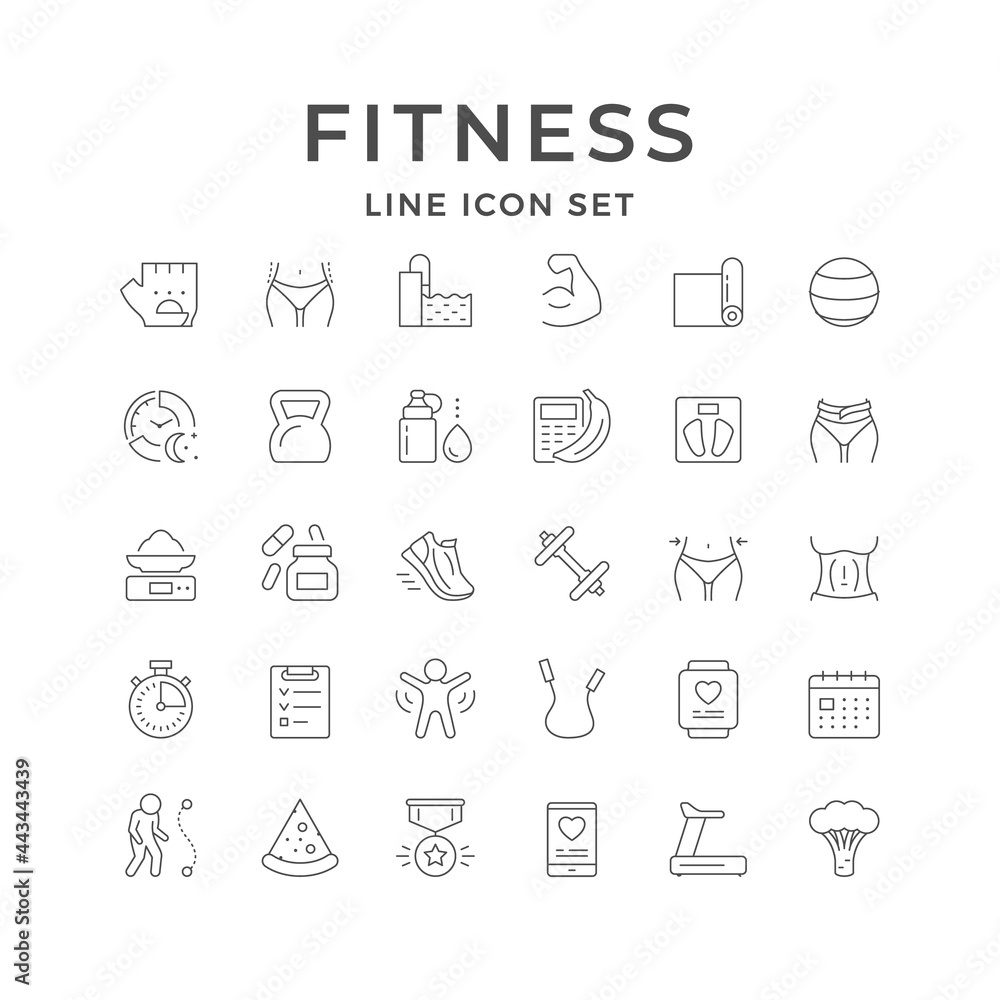 Set line icons of fitness Set line icons of fitness