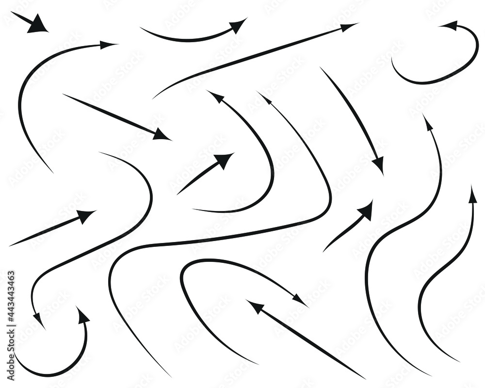 Obraz premium Vector set of hand-drawn arrows, elements for presentation on white background