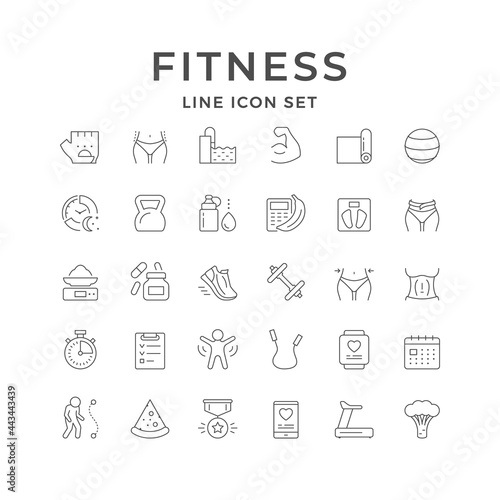 Set line icons of fitness