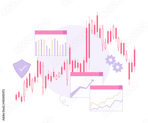 Flat vector illustration of trading graph