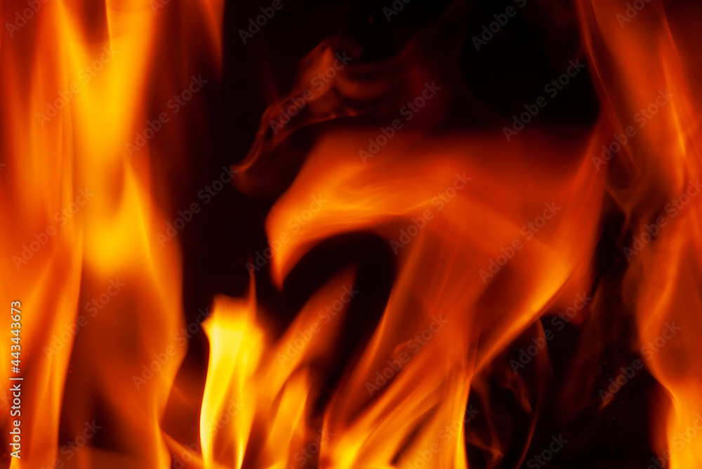 Red tongues of flame on a black background.