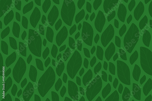 Green seamless leaves background - mosaic design. Hand drawn decorative floral texture. Endless eco pattern