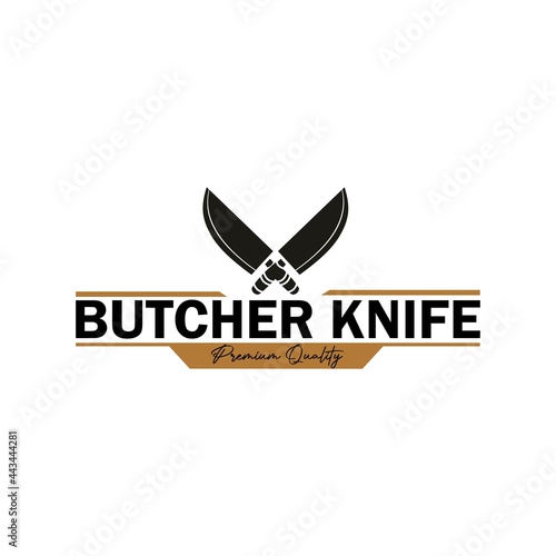 butcher knife vector logo design for Retro Vintage themed Restaurant Logo