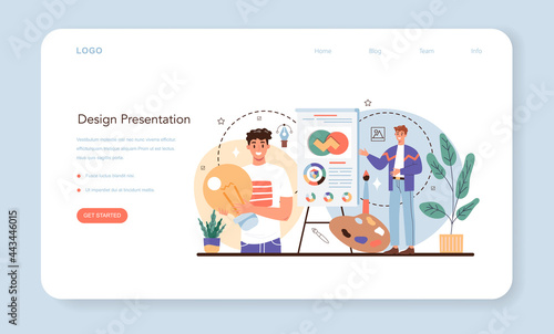 Design presentation web banner or landing page. Advert designer