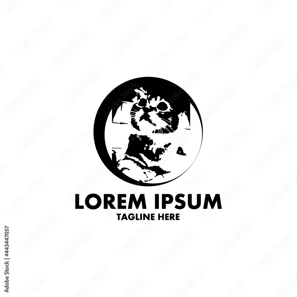 Crescent moon and Cat. Lunar Cat Logo design. Animal pet logo for company and website. Crescent moon and Cat. Lunar Cat Logo design. Animal pet logo for company and website.