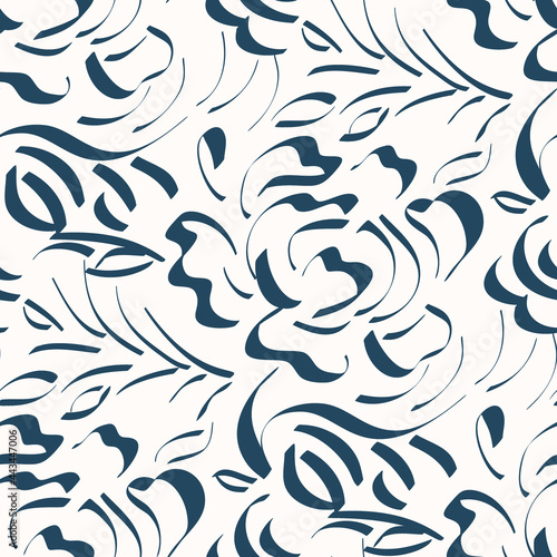 Black and white seamless pattern with flowers