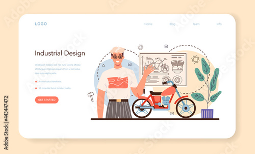 Industrial designer web banner or landing page. Artist creating