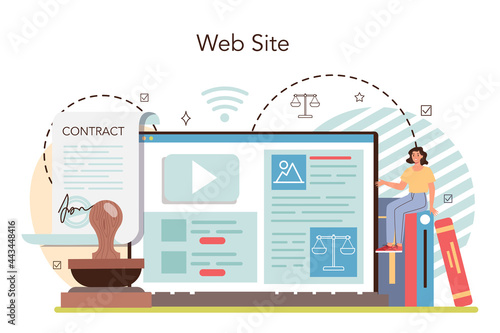 Notary service online service or platform. Professional lawyer signing