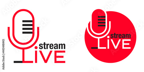 Live stream logotype - word in microphone