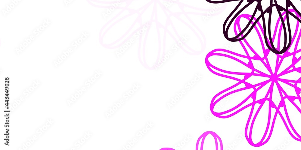 Fototapeta premium Light Pink vector doodle template with flowers.