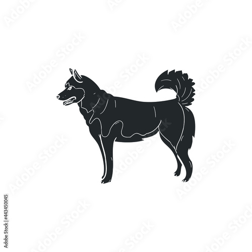 Siberian Husky Icon Silhouette Illustration. Dog Pet Animal Vector Graphic Pictogram Symbol Clip Art. Doodle Sketch Black Sign.