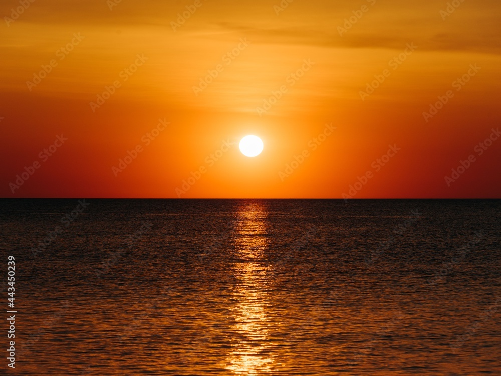 The sun rising over the Atlantic Ocean, Outer Banks, North Carolina