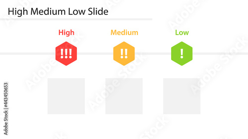 High Medium Low slide template. Clipart image
