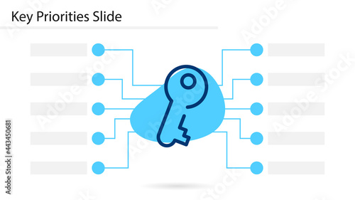 Key Priorities slide template. Clipart image