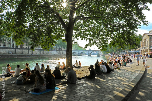 Voie Georges Pompidou, Seine River, Paris, France. photo