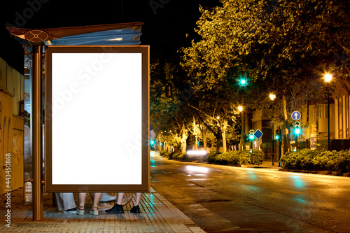 Billboard with light in the center of the city at night