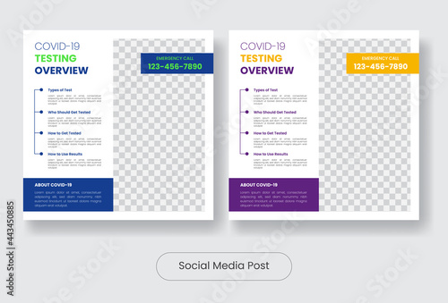 Covid19 testing overview social media post banner template set
