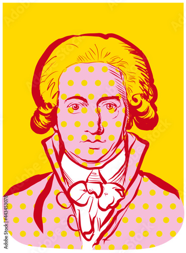 Portrait von Johann Wolfgang von Goethe. Der junge Goethe als moderne Illustration