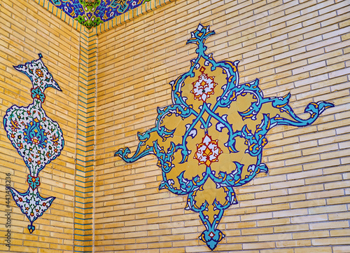 The wall decor of the portal of Malek museum, Tehran, Iran photo