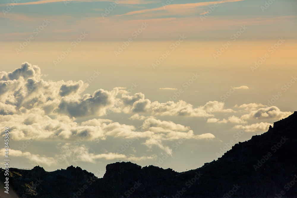 Fototapeta premium Spring sunset in astronomical observatory, La Palma Island, Canary Islands, Spain