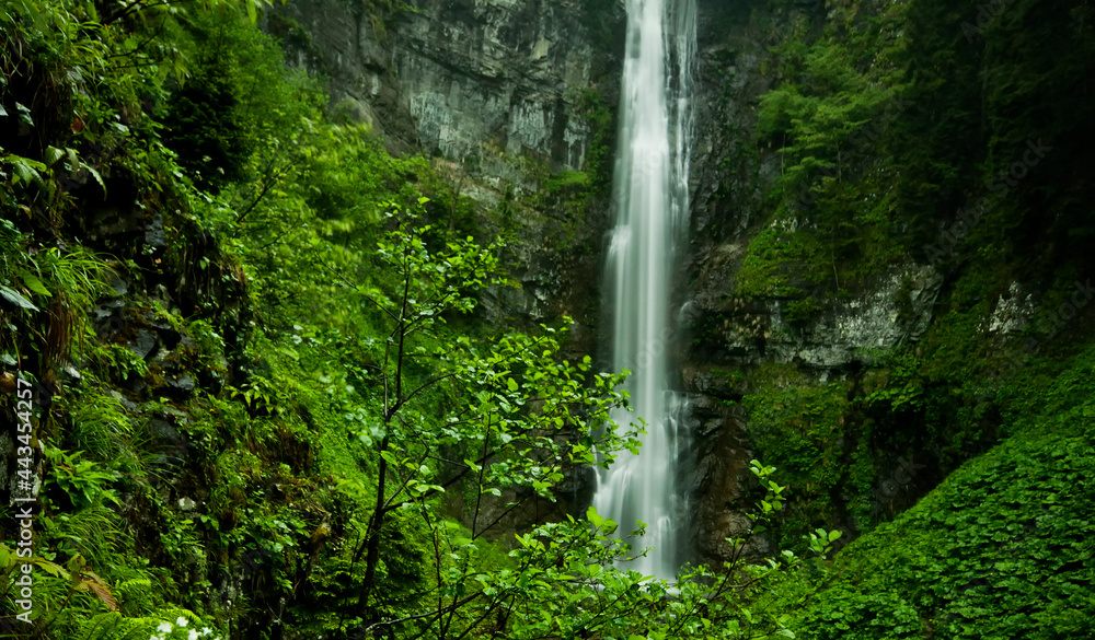 waterfall in the forest, maral waterfall in the macehale, artvin, camili, from turkey travel