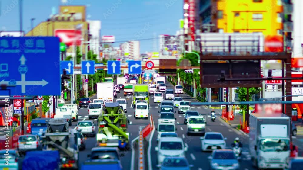 A timelapse of miniature traffic jam at the downtown street in Tokyo tiltshift A timelapse of miniature traffic jam at the downtown street in Tokyo tiltshift
