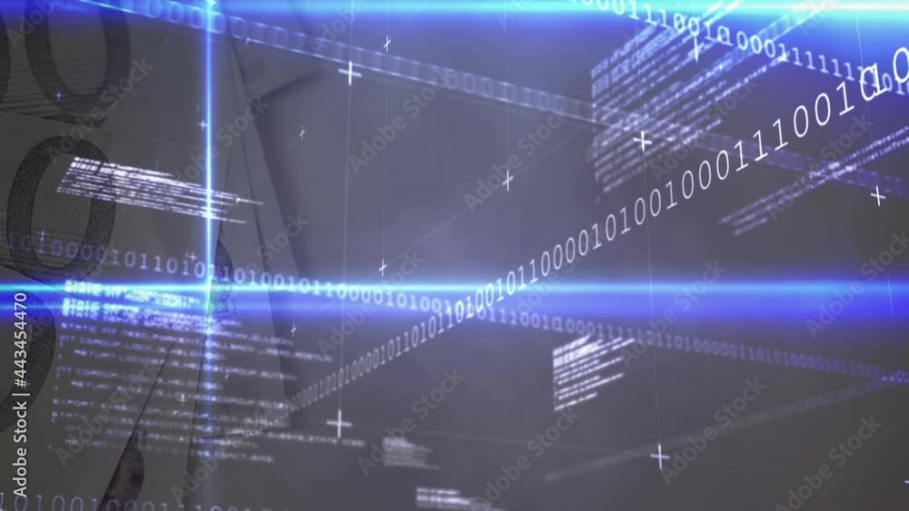 Animation of data processing over euro banknotes Animation of data processing over euro banknotes