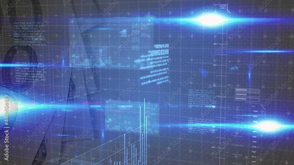 Animation of data processing over euro banknotes Animation of data processing over euro banknotes