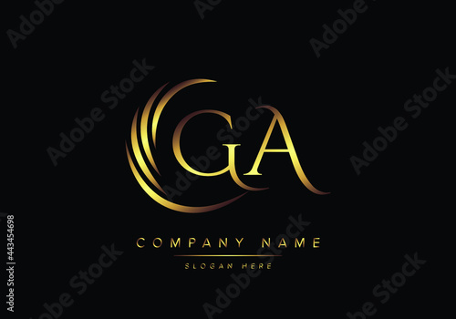 alphabet letters GA monogram logo, gold color elegant classical
