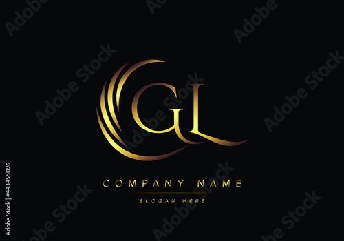 alphabet letters GL monogram logo, gold color elegant classical