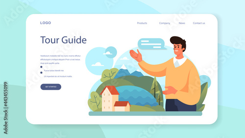 Tourism expert web banner or landing page. Travel agent selling tour,