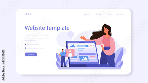 Website prototyping web banner or landing page. Web page modeling