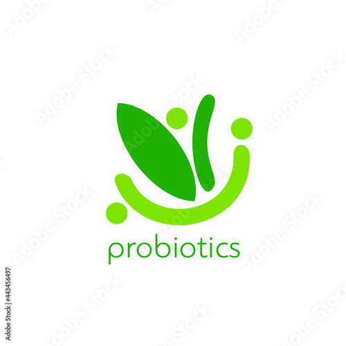 Probiotics logo. Bacteria logo. Concept of healthy nutrition ingredient for therapeutic purposes. Simple flat style trend modern logotype graphic design isolated