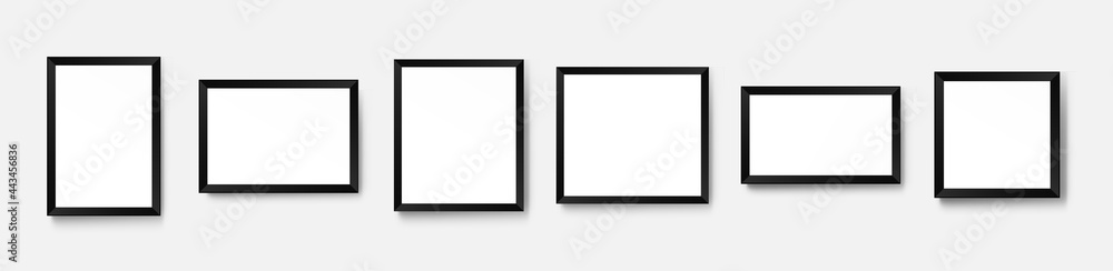 Realistic picture frame mockup. Vector background