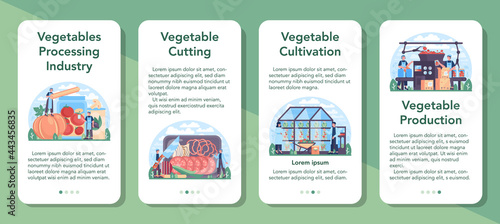Vegetables farming industry mobile application banner set