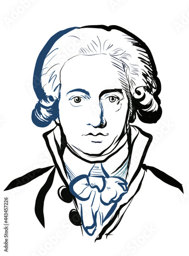Der junge Goethe als moderne Illustration. Vektor Portrait von Johann Wolfgang von Goethe.